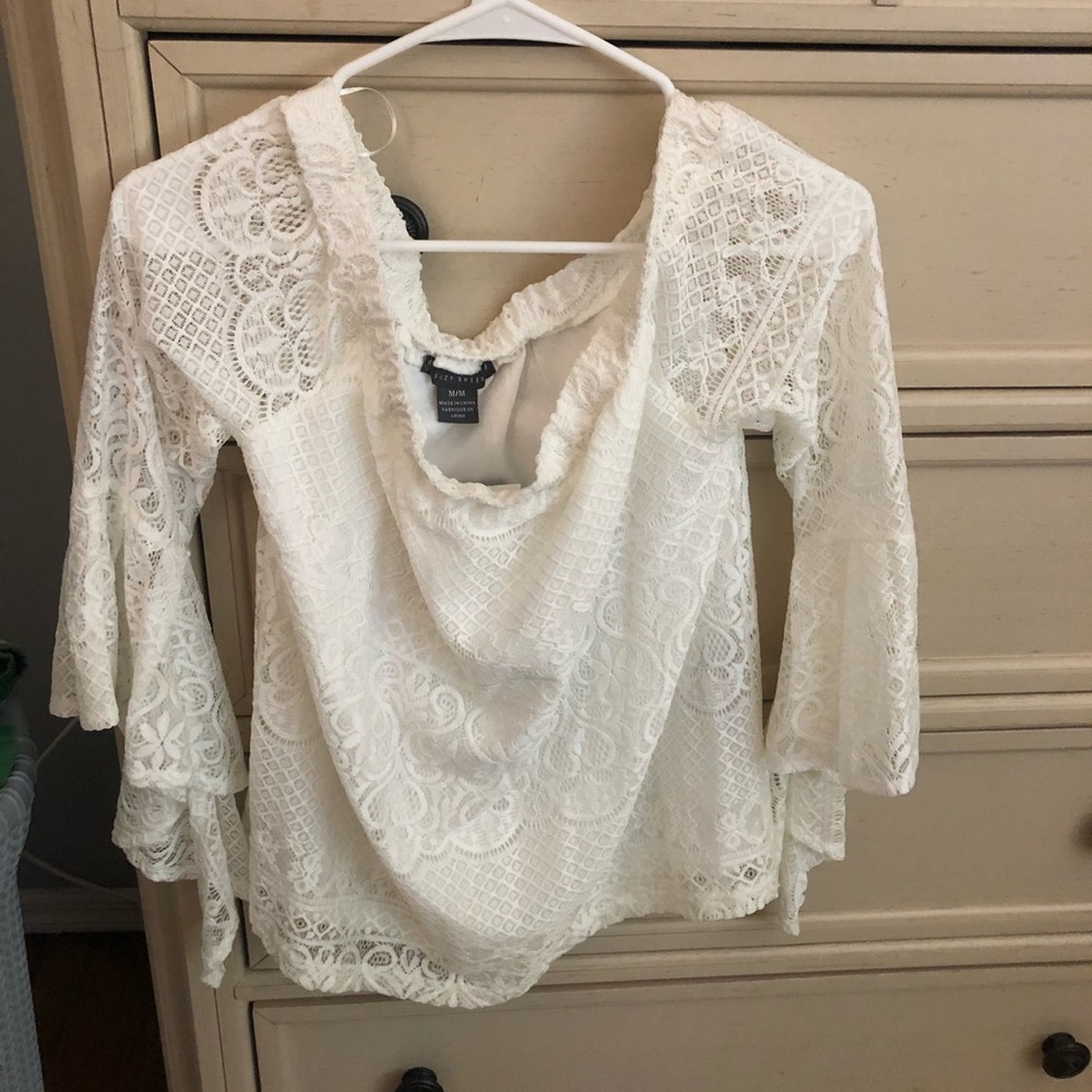 White Lace off the shoulder Top
